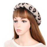 Women,Retro,Leopard,Rabbit,Beret,Pumpkin,Octagon,Painter