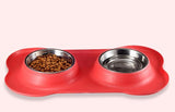 Stainless,Steel,Silicone,Feeder,Double,Bowls