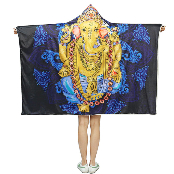 Hooded,Throw,Blankets,Indian,Ganesha,Wearable,Sleeping,Cover