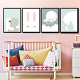 Modern,Nordic,Rabbit,Polar,Animal,Unframed,Canvas,Painting,Prints,Poster,Cartoon,Pictures,Livingroom,Decor