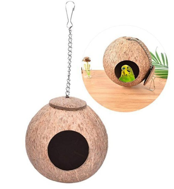Natural,Coconut,Shell,Parakeet,House,Parrot,Feeder,Feeding,Cages