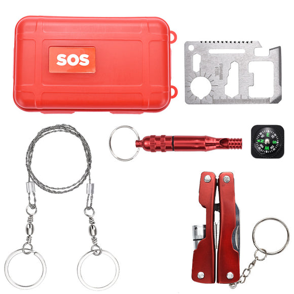 Outdoor,Emergency,Survival,Camping,Equipment,Camping,Hiking,Whistle,Compass,Tools