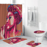 Waterproof,African,American,Women,Abstract,Design,Shower,Curtain,Pedestal,Bathroom,Toilet,Cover,Cushion,Carpet