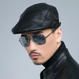 Genuine,Leather,Solid,Color,Casual,Leather,Forward,Beret