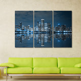 Miico,Painted,Three,Combination,Decorative,Paintings,Harbor,Night,Decoration