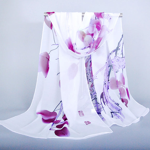 Women,Chiffon,Traditional,Chinese,Painting,Scarf,Fashion,Outdoor,Summer,Flower,Shawl