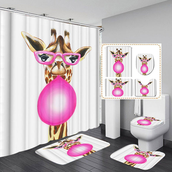 Giraffe,Animal,Waterproof,Bathroom,Shower,Curtain,Bathroom,Cover,Floor