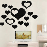 Heart,Silver,Shape,Mirror,Stickers,Bedroom,Background,Office,Decor