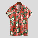 INCERUN,Summer,Hawaiian,Shirt,Flower,Printed,Casual,Streetwear,Breathable,Beach,Blouse,Short,Sleeve,Lapel,Shirts