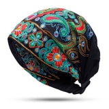 Women,Ethnic,Embroidery,Cotton,Beanie,Vintage,Elastic,Breathable,Turban