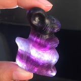 Carved,Rainbow,Fluorite,Squirrel,Natural,Quartz,Crystal,Skull,Healing,Decorations"