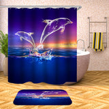 Glowing,Dolphin,Waterproof,Shower,Curtain,Floor,Toilet,Cover,Bathroom,Waterproof,Curtain,Hooks
