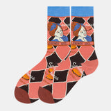 Unisex,Japan,Style,Creative,Illustration,Patchwork,Color,Couple,Socks