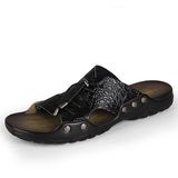 Outdoor,Summer,Beach,Breathable,Crocodile,Texture,Leather,Shoes,Sandals,Slippers