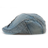 Unisex,Cotton,Denim,Jeans,Washed,Beret,Paper,Zipper,Decorative,Duckbill,Buckle,Cabbie