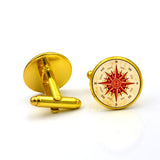Vintage,Cufflinks,Compass,Round,Glass,Alloy,Collar,Jewelry,Accessories