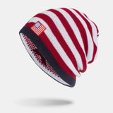 America,Stripe,Pattern,Winter,Outdoor,Daily,Woolen,Beanie