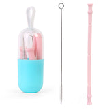 IPRee,Collapsible,Reusable,Drinking,Silicone,Straw,Premium,Folding,Drinking,Straws,Outdoor,Tableware,Cleaning,Brush