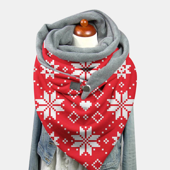 Women,Lightweight,Elegant,Festive,Christmas,Snowflake,Pattern,Printed,Thickened,Scarf,Shawl