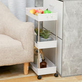 Tiers,Kitchen,Storage,Shelf,Organizer,Rolling,Wheel,Bathroom