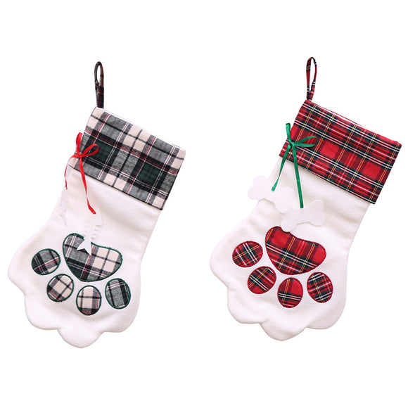 Loskii,Christmas,Socks,Plaid,Stockings,Sacks,Hanging,Gifts,Christmas,Party,Decorations