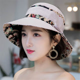 Women,Summer,Printed,Cotton,Fisherman,Foldable,Sunshade,Bucket