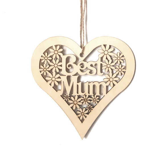 Wooden,Plaque,Heart,Shape,Flowers,Mother's,Hanging,Decorations,Craft
