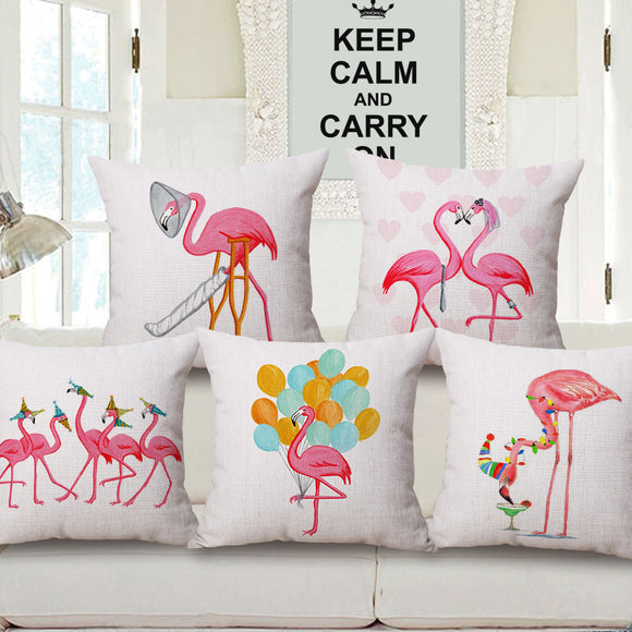 Honana,45x45cm,Vintage,Flamingos,Cotton,Linen,Throw,Pillow,Christmas,Waist,Cushion,Cover