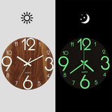 Luminous,Clock,Quartz,Wooden,Silent,Ticking,Decor"