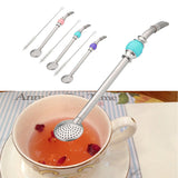 KCASA,Random,Color,Stainless,Steel,Yerba,Gourd,Reusable,Drink,Filtered,Spoon,Straw