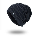 Women,Stripe,Knitted,Beanie,Velvet,Lining,Winter,Skullies