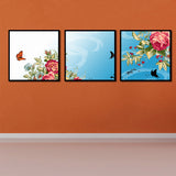Miico,Painted,Three,Combination,Decorative,Paintings,Dancing,Botanic,Peony,Flower,Decoration
