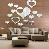 Heart,Silver,Shape,Mirror,Stickers,Bedroom,Background,Office,Decor