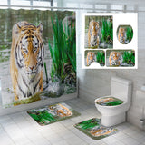 Bathroom,Decor,Shower,Curtain,Tiger,Prints,Polyester