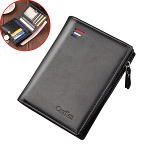 IPRee,Men's,Leather,Wallet,Outdoor,Travel,Retro,Zipper,Credit,Cards,Holder,Portable,Pocket,Purse