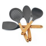 Wooden,Handle,Silicone,Kitchenware,Outdoor,Camping,Tableware,Portable,Multi,Cooking,Tools