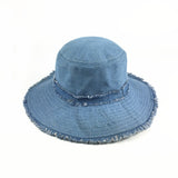 Women,Denim,Shabby,Sunshade,Bucket,Outdoor,Sunscreen,Visor,Floppy