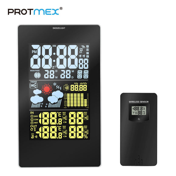 Protmex,PT3352C,Wireless,Weather,Station,Digital,Weather,Forecast,Station,Indoor,Outdoor,Thermometer,Hygrometer