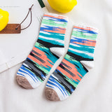 Women,Cotton,Striped,Athletic,Socks,Outdoor,Elastic