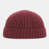 Women,Solid,Color,Knitted,Skull,Beanie,Brimless