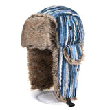 Womens,Vogue,Winter,Velvet,Earmuffs,Windproof,Trapper,Stripe,Thicken,Hunting