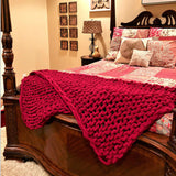 Winter,Luxury,Handmade,Crocheted,Knitted,Cover,Blankets,Colors,Thick,Thread