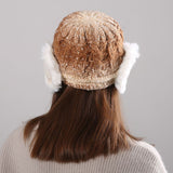 Women,Winter,Thickened,Gradient,Knitted,Earmuffs,Beret