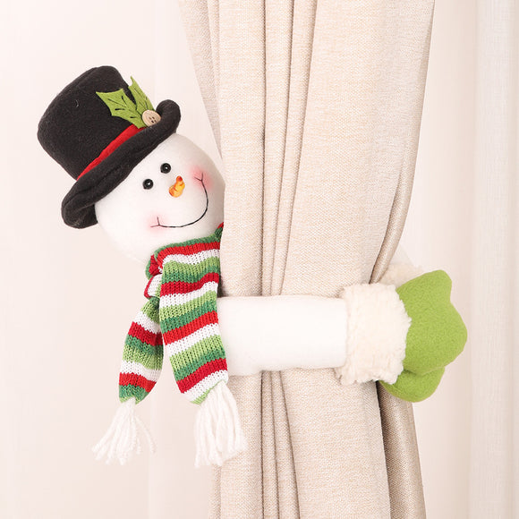 Loskii,Christmas,Decorations,Small,Creative,Curtain,Buckle,Cartoon,Snowman,Curtain,Decorations