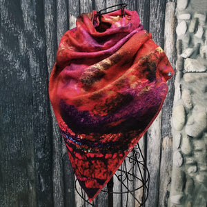 Women's,Crimson,Vintage,Ethnic,Flower,Scarf