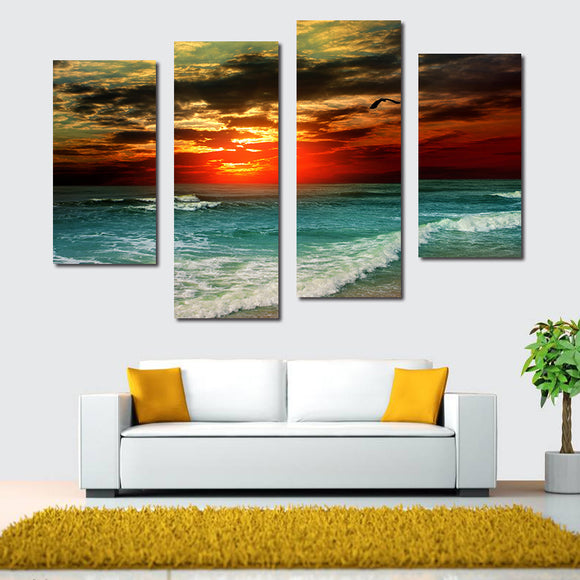 Miico,Painted,Combination,Decorative,Paintings,Beach,Sunset,Decoration