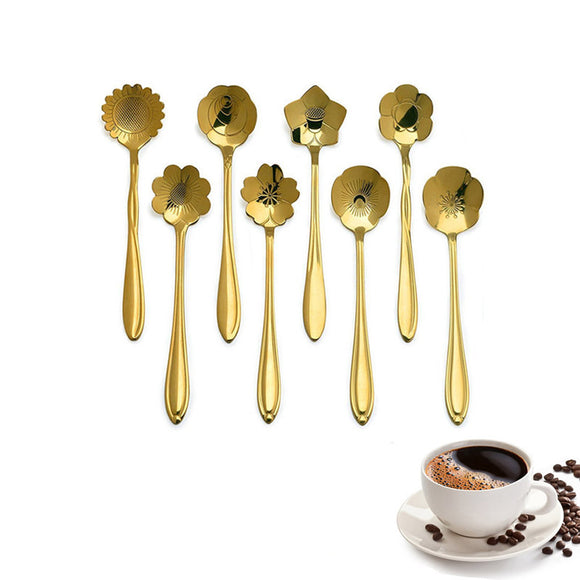 KCASA,Flower,Shape,Stainless,Steel,Coffee,Sugar,Spoon,Spoon,Cream,Tableware