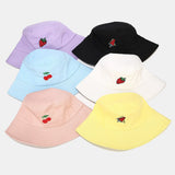 Women,Summer,Protection,Fruit,Pattern,Embroidery,Casual,Visor,Bucket