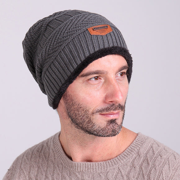 Knitted,Slouch,Beanie,Coral,Fleece,Linen,Double,Layers,Elastic,Mountaineering,Outdooors