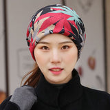 Women,Ethnic,Style,Beanie,Scarf,Double,Layers,Cotton,Skull